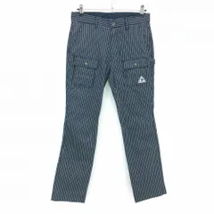 【超美品】ルコックゴルフ カーゴパンツ ネイビー×白 ストライプ ストレッチ メンズ 82 ゴルフウェア le coq sportifのサムネイル