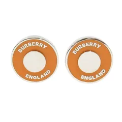 未使用 BURBERRY バーバリー ロゴ サークル カフス ボタン カフリンクス スーツ アクセサリー ブラス シルバー/オレンジ メンズ 古着 中古 USED