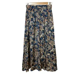 未使用 SLOBE IENA スローブイエナ フラワープリントロングスカート 36 ネイビー レディース 古着 中古 USED