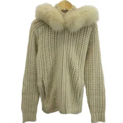 エスピエ ESPIE ジャケット パーカー ニット 上着 ウール 38 ベージュ 長袖 フード付き フード取り外し ファー付き /MD ■ECC003