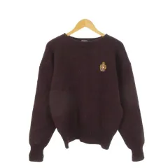 ポロ バイ ラルフローレン Polo by Ralph Lauren ニット セーター L 紫 パープル ボルドー エンブレム刺繍 /CK2 ■ECD003