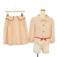 エムズグレイシー M'S GRACY スーツ セットアップ 上下 ジャケット 七分袖 フレアスカート ひざ丈 38 白 赤 /BM ■MU