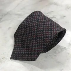 日彩　ネクタイ　えんじ色　紺　モザイク　絹　シンプル　絹【n1751】