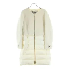 HERNO (ヘルノ) ウールダウン切り替えデザイン ノーカラー ジップアップロングコート ホワイト CA0275D-39138-1000