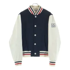 MONCLER GAMMEBLEU (モンクレールガムブルー) 16SS レザー ダウンジャケット スタジャン ブルゾン ネイビー/ホワイト D13914036080 10212のサムネイル