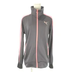 プーマ PUMA ジャケット ジャージ スポーツウエア O グレー ピンク スタンドカラー 長袖 サイドライン /AO5 ■ECA004