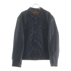 Levi's (リーバイス) JAPAN LIMITED LEATHER TRUCKER JACKET ストライプライニング シンセティックレザー トラッカージャケット ブラック