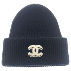 極美品】CHANEL ココマーク カシミヤ混 ニット帽 ビーニー ブラック