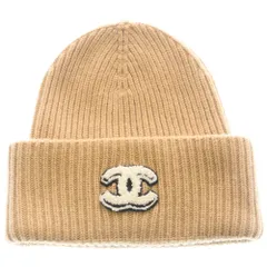 CHANEL (シャネル) ココマーク ロゴニットキャップ ニット帽 ビーニー ベージュ