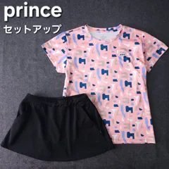 【👌値下げ交渉受付中】美品 prince セットアップ テニスウェア ゲームシャツ LL/Lサイズ ピンク ブラック 総柄 ストレッチ 速乾 プリンス