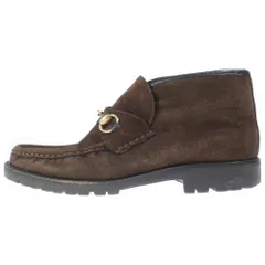 GUCCI (グッチ) スエードレザー ホースビット レースアップ チャッカブーツ レディース ブラウン 0067 114