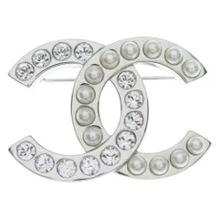 CHANEL (シャネル) ココマーク フェイクパール ラインストーン パール ブローチ ピンバッジ シルバー B25Bのサムネイル
