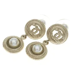 CHANEL (シャネル) ココマーク フェイクパール ピアス ホワイト×ゴールド GP B18V