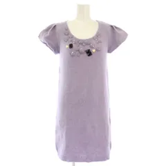 ドーリーガールバイアナスイ DOLLY GIRL by ANNA SUI ワンピース ニット ウール 半袖 ひざ丈 ビジュー 2 紫 /TK