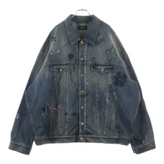 BALENCIAGA (バレンシアガ) Distressed Graffiti Decoration Denim Jacket ダメージ加工 スパンコール装飾 グラフィティデニムジャケット インディゴのサムネイル