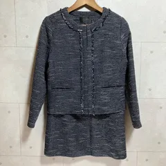 BEAMS HEART ビームスハート セレモニー スーツ セットアップ ツイード ノーカラージャケット アウター スカート ひざ丈 上下セット M ネイビー 入学式 入園式 フォーマル レディース SU-9-25
