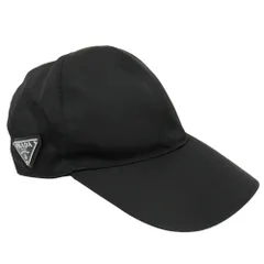 美品 PRADA プラダ Re-Nylon ベースボール キャップ 帽子 トラアングルロゴ 三角ロゴプレート ナイロン 2HC274 サイズXL 黒 ブラック メンズ レディース 古着 中古 USED