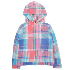 美品 POLO RALPH LAUREN ポロラルフローレン チェックフーディー パーカー 裏毛 スウェット プルオーバー XL マルチカラー キッズ 古着 中古 USED