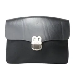 良品 BALLY バリー Bロゴ レザー セカンド クラッチ バッグ シルバー金具 黒 ブラック メンズ 古着 中古 USED