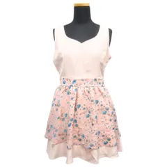 未使用 ANK ROUGE アンクルージュ フレア ミニ ワンピース ドレス カットソー ノースリーブ 花柄 サイズ0 ピンク レディース 古着 中古 USED