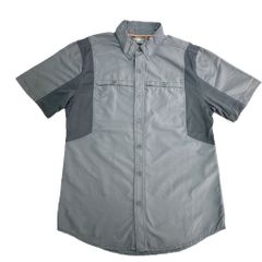 HARLEY DAVIDSON ハーレーダビッドソン ボタンダウン 半袖シャツ モーターサイクル グレー(メンズ M)中古 古着 X9331