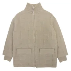 未使用 21aw HERMES エルメス Hロゴ オーバーサイズ ニットブルゾン キルティング裏地 ジャケット コート 40 茶 ブラウン レディース 古着 中古 USEDのサムネイル