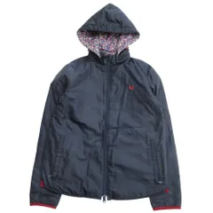 美品 FRED PERRY フレッドペリー リバーシブル ジップアップ パーカー ジャケット 花柄 キルト S ネイビー系 レディース 古着 中古 USED