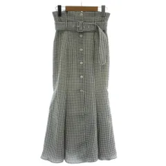 スナイデル SNIDEL マーメイドスカート 00 紺 ネイビー 白 ホワイト チェック柄 ロング丈 フロントボタン /GG ■MU