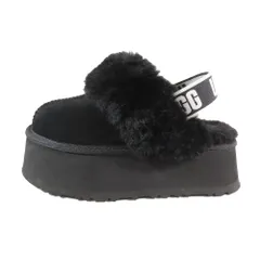 新品同様 UGG アグ Funkette ファンケット サンダル スリッパ ロゴバックストラップ シープスキンライニング 靴 シューズ ブラック 22cm レディース 古着 中古 USED