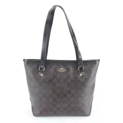 美品 コーチ シグネチャー レザー トート バッグ 肩掛け ショルダー ハンド 本革 ブラウン 茶色 レディース RWM DV46-1【中古】