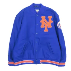 美品 mitchel&ness オーセンティック ウールジャケット 1969ニューヨークメッツ 刺繍 ワッペン スタジャン ブルー オレンジ 3XL メンズ 古着 中古 USED
