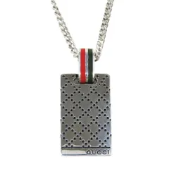 新品同様 新品仕上げ済 GUCCI グッチ ディアマンテ ロゴ プレート ネックレス シェリーライン アクセサリー AG925 シルバー メンズ レディース 古着 中古 USED