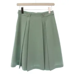 フォクシーニューヨーク FOXEY NEW YORK フレアスカート ひざ丈 38 グリーン 34812 /BM