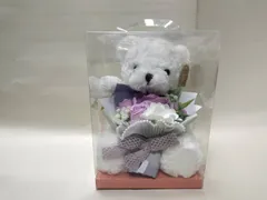 くま　シャボンフラワー　ぬいぐるみ　フラワーアレンジメント　母の日　プレゼント　インテリア　紫