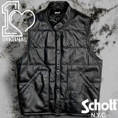 美品□schott レザーベスト 本革 ブラック 404V L - メルカリ
