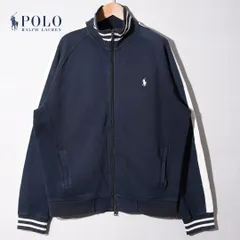 90s ポロラルフローレン Polo by Ralph Lauren ジップアップ スウェット トラックジャケット L ブルゾン ネイビー ロゴ刺繍 ヴィンテージ Vintage アメカジ ストリート 00s 古着 G462