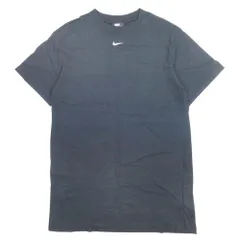 美品 NIKE ナイキ スウォッシュ ロゴ刺繍 Tシャツ カットソー トップス コットン クルーネック S 紺 ネイビー メンズ 古着 中古 USED