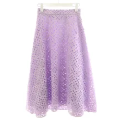 マーキュリーデュオ MERCURYDUO ヒートカットジャガードスカート フレアスカート ミモレ ロング レース S 紫 パープル 001920801301-02 /AN41