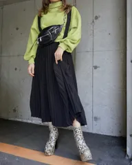 Cross Strap Pleats Jumper Long Skirt (black)のサムネイル