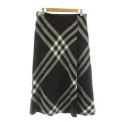 バーバリー ロンドン BURBERRY LONDON タイトスカート ミモレ ロング ウール 38 黒 ブラック チェック柄 /RR