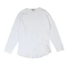 美品 ANCELLM アンセルム 長袖Tシャツ ダメージ加工 サーマル ワッフル生地 クルーネック トップス プルオーバー 3 白 メンズ 古着 中古 USED