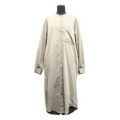 美品 CHIGNON シニヨン バンドカラー シャツ ロング ワンピース ドレス 長袖 ベージュ系 レディース 古着 中古 USED