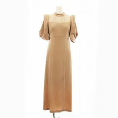 リリーブラウン Lily Brown 24AW シアーネックベロアドレス ワンピース ロング マキシ 五分袖 リボン 36 ピンクベージュ LWFO245102 /KU