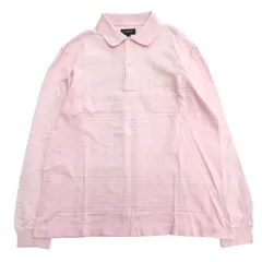 良品 BURBERRY GOLF バーバリー ゴルフ チェック柄 ロング ポロシャツ カットソー ロゴ 長袖 M ピンク メンズ 古着 中古 USED