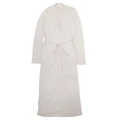 美品 Mila Owen ミラオーウェン リーンシルエット リブニット ロングカーディガン Vネック 羽織 リボン 0 ベージュ レディース 古着 中古 USED