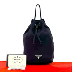極 美品 カード付き PRADA プラダ 三角ロゴ プレート 金具 テスート ナイロン 巾着 ミニ ハンドバッグ ポーチ パープル 紫 94745