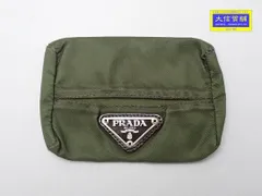 PRADA プラダ ポケットティッシュケース ダークグリーン 中古B- 【送料無料】 A-9237【質屋出品】