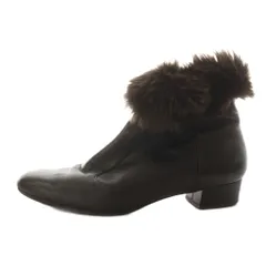 ヨシノヤ yoshinoya ショートブーツ ヒール ファー 23.5cm 茶 ブラウン /AN10