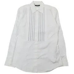 新品同様 DOLCE&GABBANA ドルチェアンドガッバーナ GOLD ドレスシャツ 切替 ブラウス ストライプ 長袖 カットソー 40 ホワイト メンズ 古着 中古 USED