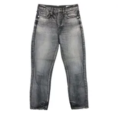 美品 upper hights アッパーハイツ テーパードシルエット ダメージ加工 デニム パンツ ジーンズ ジーパン Gパン 22 グレー レディース 古着 中古 USED